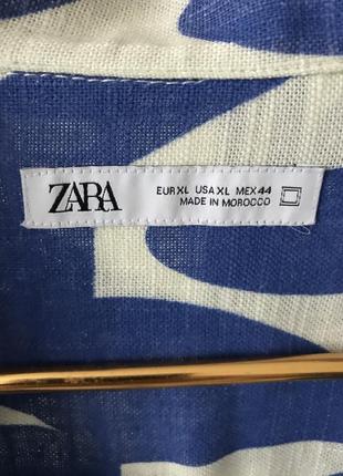 Бомбезна, лляна, гавайська сорочка zara синьо-білого кольору, розмір l-xl6 фото