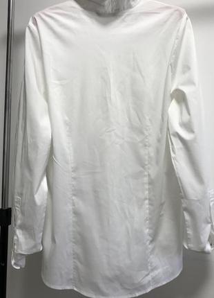 Базовая белая удлиненная рубашка4 фото