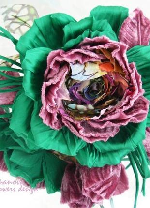 Шелковая роза «роскошь». цветы из ткани1 фото