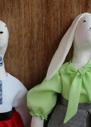 Зайцы-пара тильда игрушка интерьерная для детей - подарок на свадьбу5 фото
