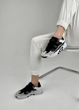Adidas nitebal black white beige6 фото