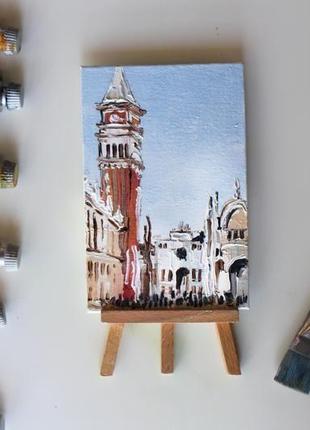 Картина маслом на полотні венеція, rialto венеція, гандола, маленька картина маслом3 фото