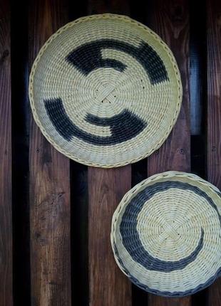 Тарелка на стену. плетеная тарелка. тарелка - панно. диаметр 40см