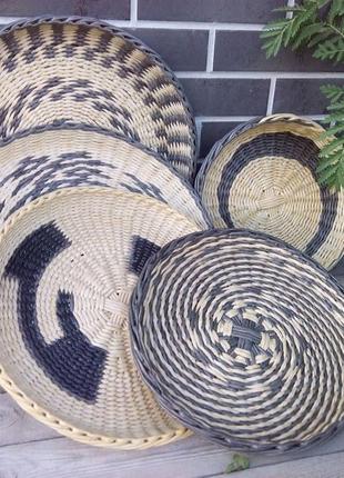 Тарелка на стену. плетеная тарелка. тарелка - панно. диаметр 40см