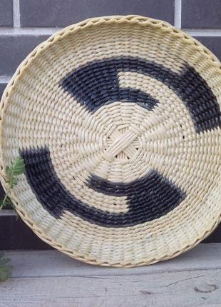 Тарелка на стену. плетеная тарелка. тарелка - панно. диаметр 40см