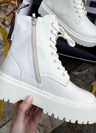 Dr. martens jadon white patent premium no logo (молнія)