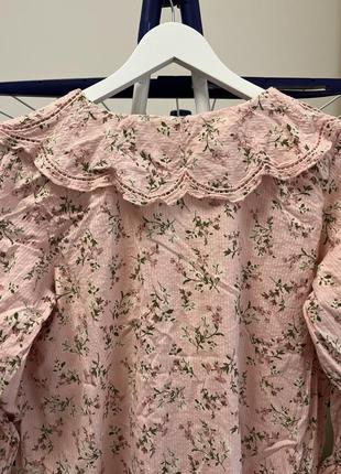Цветочное розовое платье new look с невероятным воротничком4 фото