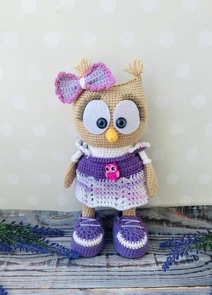 Вязаная совушка, экоигрушка 3