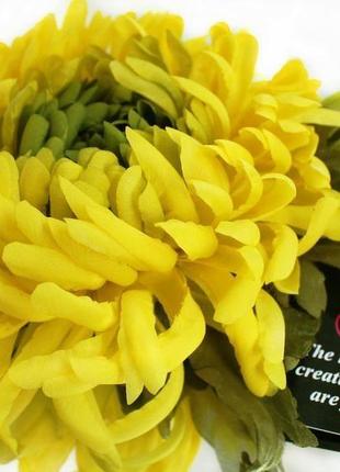 Квіти з тканини. брошка «лимонна хризантема»1 фото