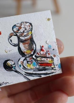Картина міатюрна міні кава з тортиком5 фото