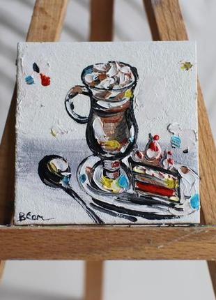Картина міатюрна міні кава з тортиком3 фото
