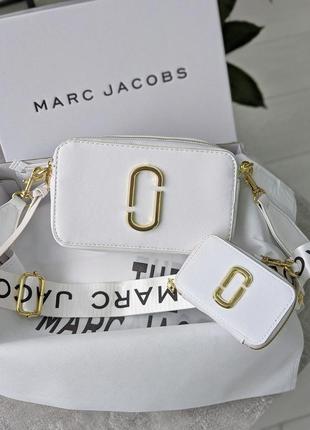 Женская стильная сумка, сумочка в стиле marc jacobs 2&1, 2 в 1, белая, сумка через плечо из экокожи,