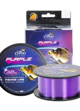 Леска 0.25 мм 300 метров 8.9 кг uv purple carp expert