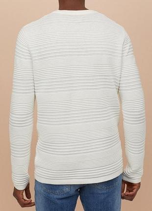Чоловічий в'язаний светр h&m, білий, джемпер, пуловер, реглан, тонкий, стильний, кофта, кардиган
