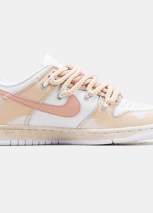 Nike sb dunk low pink white3 фото