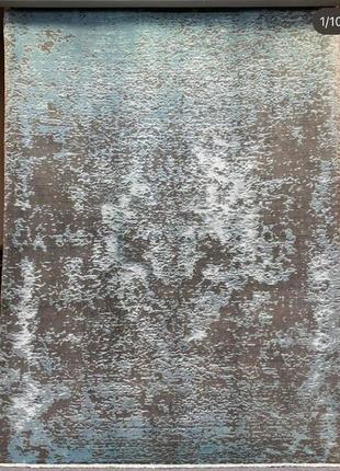 Ковер прямоугольный из натуральной шерсти и шелка голубое море 240х180 см ручная работа