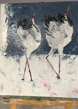 Картина "журавли", 30х30