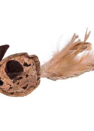 Іграшка для котів eastland мишка з пробкового дерева та мататабі 6,5х4,5см1 фото