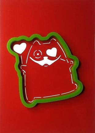 Трафарет для пряників і тортів + формочка "котик з сердечками 1"