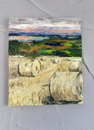 Картина «тюки сена на вечернем поле», 25х305 фото