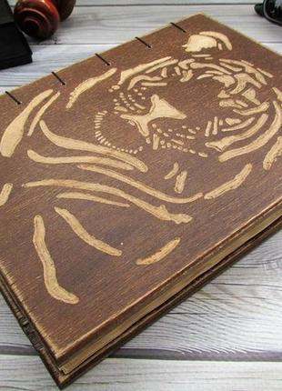 Деревянный блокнот тигр2 фото