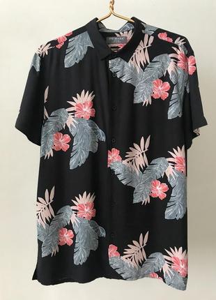 Шикарная гавайская рубашка primark черного цвета, размер м2 фото