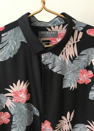 Шикарная гавайская рубашка primark черного цвета, размер м1 фото