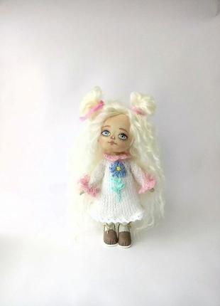 Кукла текстильная интерьерная блондинка с длинными волосами1 фото