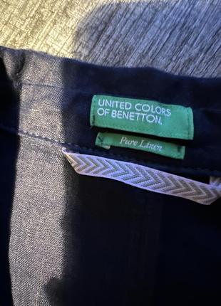 Стильный льняной пиджак benetton, синий легкий пиджак2 фото