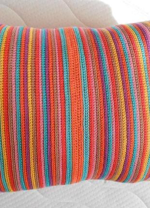 Подушка полосатая разноцветная ручной работы2 фото