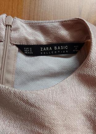 Блестящий пудровый топ zara, блуза без рукавов металлик, р. s7 фото