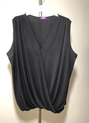 F&amp;f блуза 66-72 без рукавів чорна трикотаж батал жилетка безрукавка великий розмір