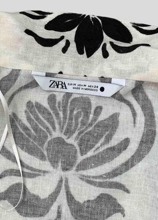 Льняное платье рубашка zara с поясом лён вискоза9 фото