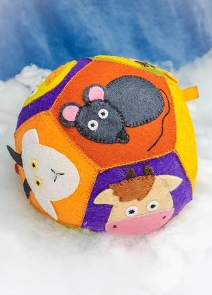 Развивающий мяч 🐸🐼🐹🐭🐵 "животные" из фетра для малыша / тактильный мяч зверюшки/ подарок ребенку4 фото