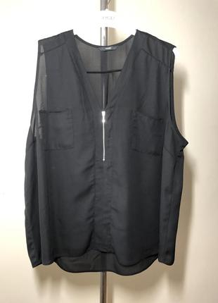 Блуза 58-64 без рукавов черная