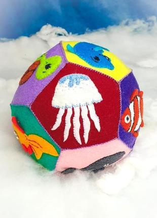Развивающий мяч 🐌🐋🐬🐚🐙 "подводный мир"  из фетра для малыша / тактильный мяч / подарок ребенку2 фото