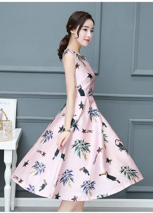 Красивое атласное платье с птицами fashion3 фото