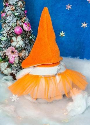 Мягкая игрушка ❄⛄"снеговик девочка "апельсинка""⛄❄ в оранжевой шапочке4 фото