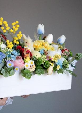 Пасхальна композиція з тюльпанами/композиція з квітами/композиція на стіл / весняна композиція10 фото