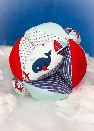 Мяч такане 🌞 для раннего развития малыша 0+. мяч монтессори  🐳"синий  кит"🐳 хватательный тренажер1 фото