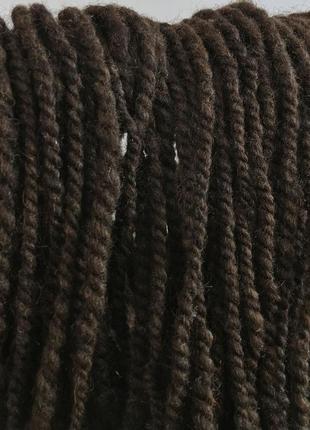 Пряжа ручного прядіння зі 100% вовни (натуральна коричнева) для килимової вишивки та ткацтва3 фото