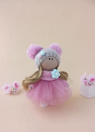 Лялька текстильна в фатіновой спідниці та шапочці.2 фото