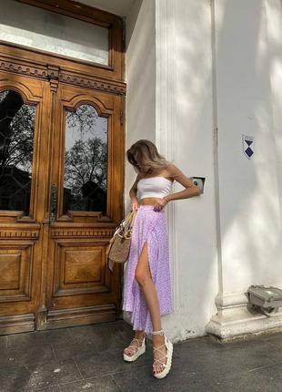 Свободная легкая летняя юбка длинная миди макси на запах в цветочный принт с завязками5 фото