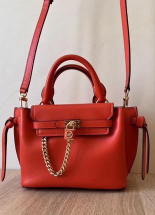 Шкіряна сумка michael kors hamilton legacy extra-small leather belted satchel