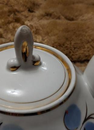 Великий чайник заварник порцеляновий позолота купецький вінтаж срср городни