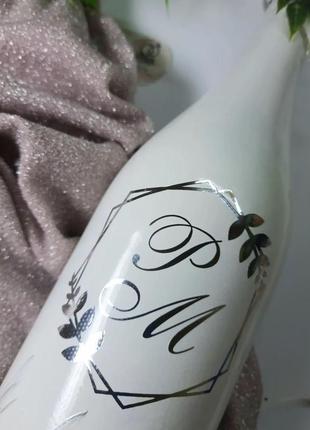 Веселенное шампанское именитое с надписями с именами, серебряное шампанское на свадьбы2 фото