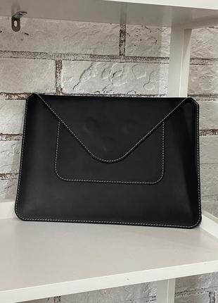Кожаный чехол, цвет черный, для macbook air 13" (2018-2020), macbook pro 13" (2016-2020)