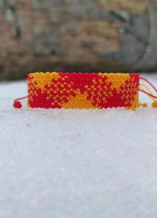 Жіночий браслет ручного плетіння макраме "мерет" charo daro (жовто-червоний)2 фото