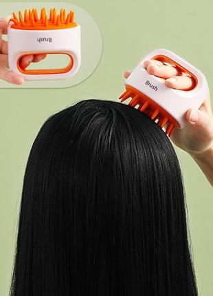 Щетка- массажер для мытья кожи головы с силиконовыми зубцами3 фото
