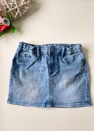 Джинсовая юбка h&m со стразами размер 6-7 лет 116-122см